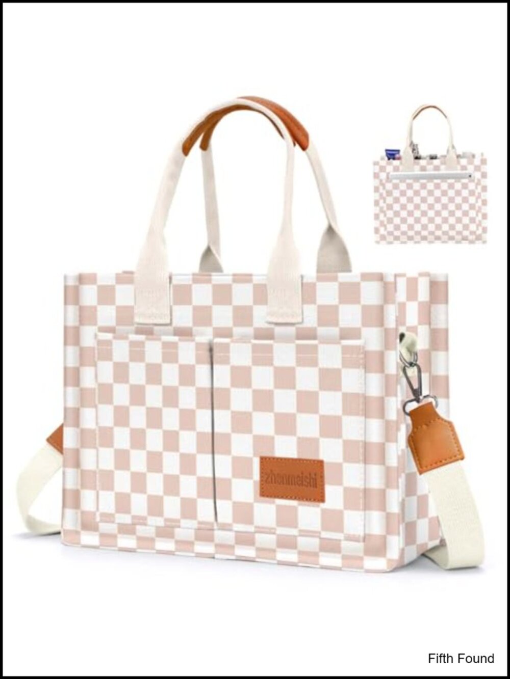 Canvas Tote Bag with Pockets Crossbody Shoulder Handbag Casual Work Bag